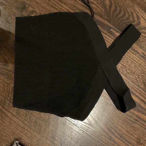 Black Babaton Cross Sculpt Knit Top - Picture 1 of 3